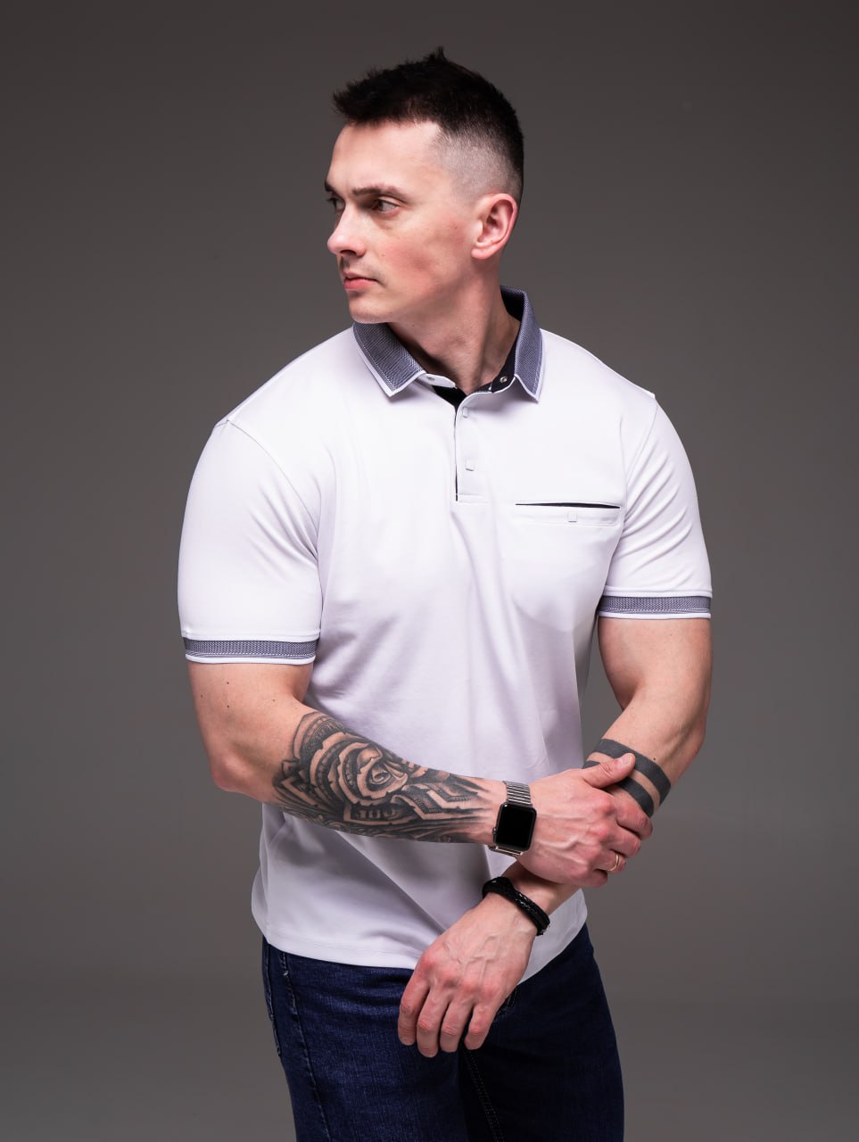 Футболка чоловіча Поло білого кольору