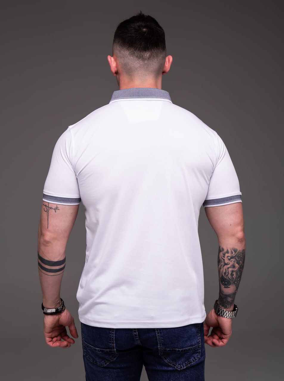 Футболка чоловіча Поло білого кольору - Зображення 5
