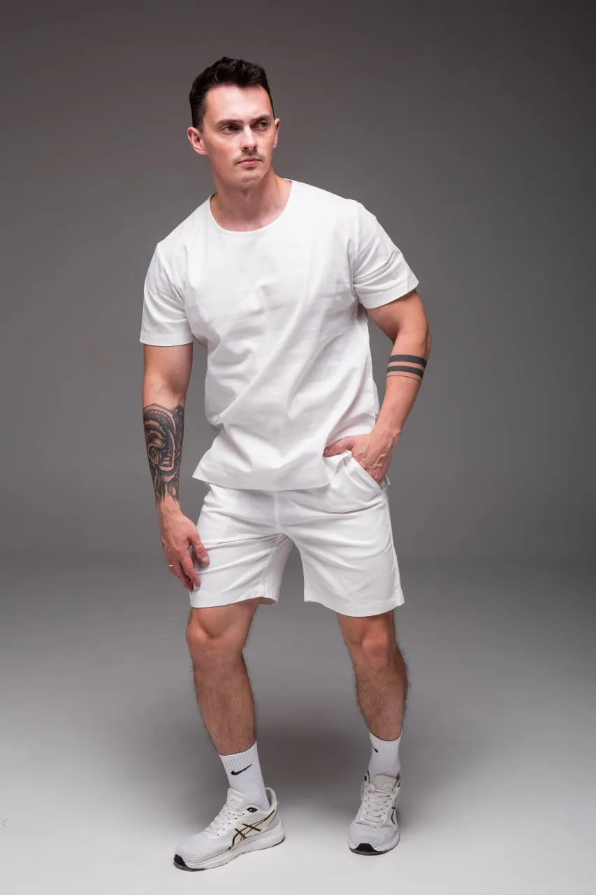 чоловічий комплект футболка + шорти льон