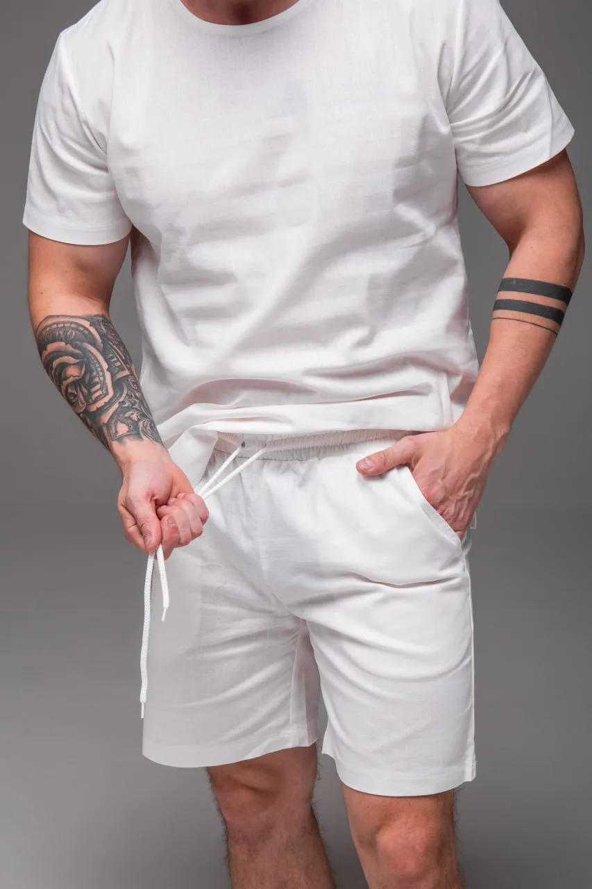 чоловічий комплект футболка + шорти льон
