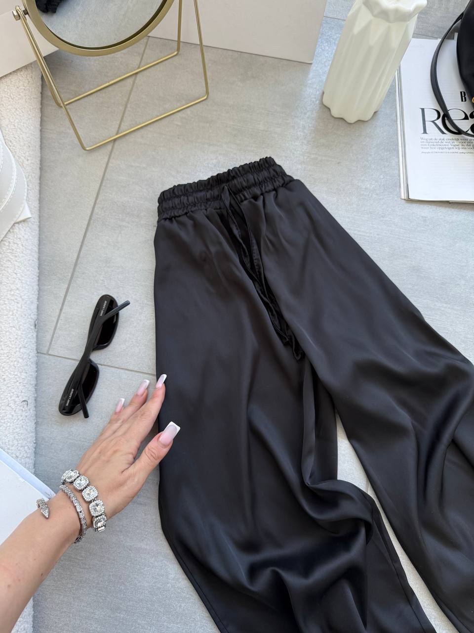 Штани жіночі чорного кольору з шовку армані - Зображення 4