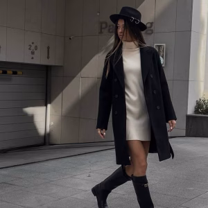 Пальто жіноче чорне з турецького кашеміру