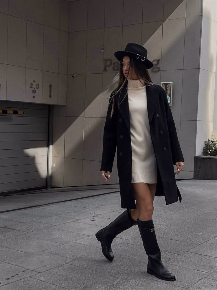 Пальто жіноче чорне з турецького кашеміру