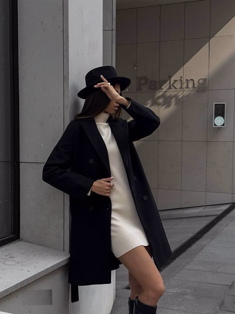 Пальто жіноче чорне з турецького кашеміру