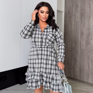 Хітова картата сукня з воланами